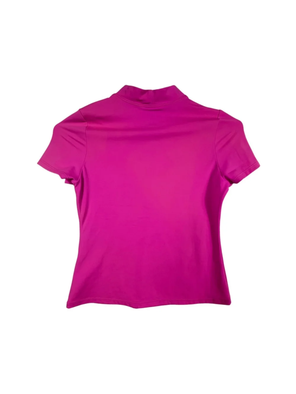 Lands' End Rash Guard Swim Shirt Hot Pink Short Sleeve Mock Neck Girls M 10-12